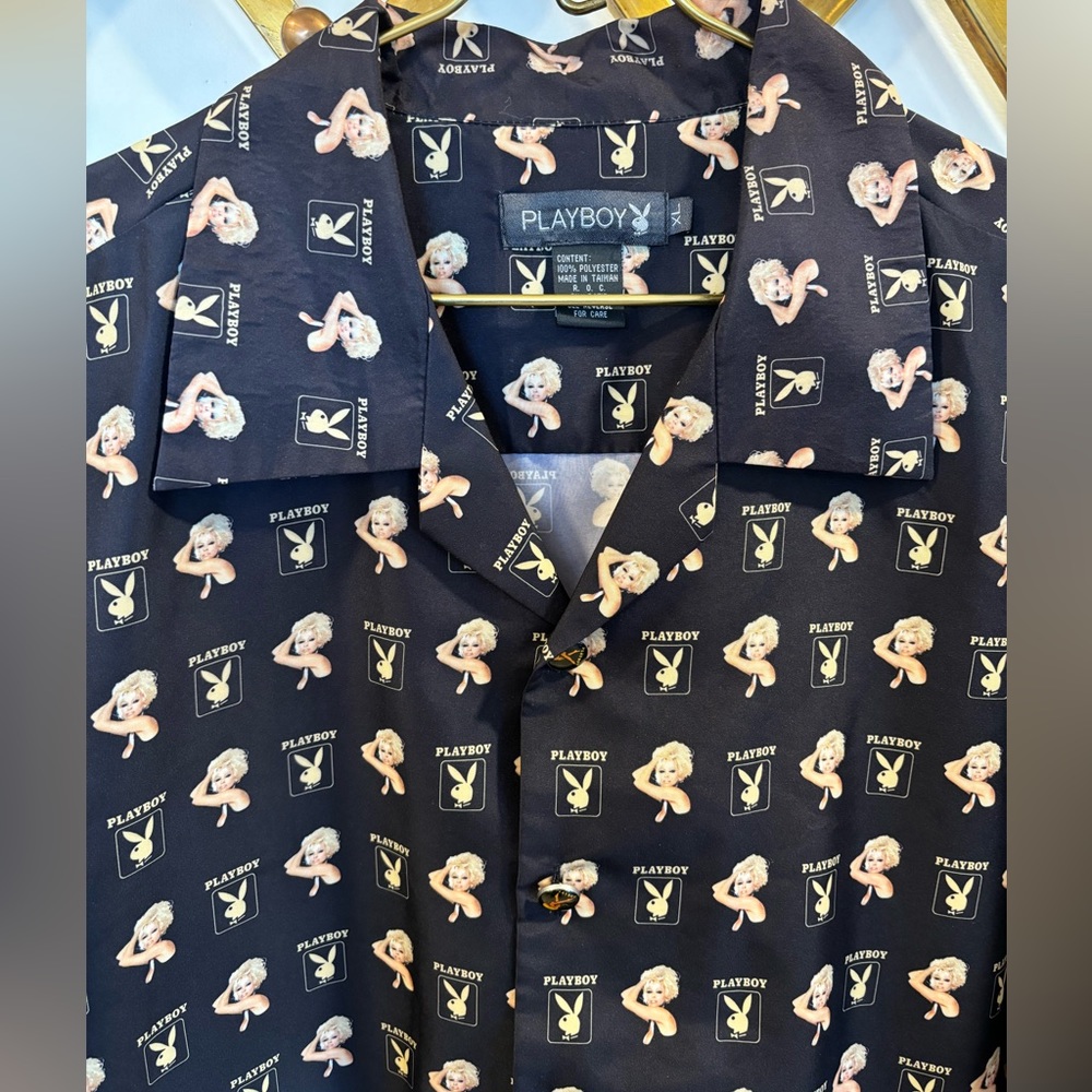 Vintage Playboy Pamela Anderson Short Sleeve Button Down Shirt Size XL